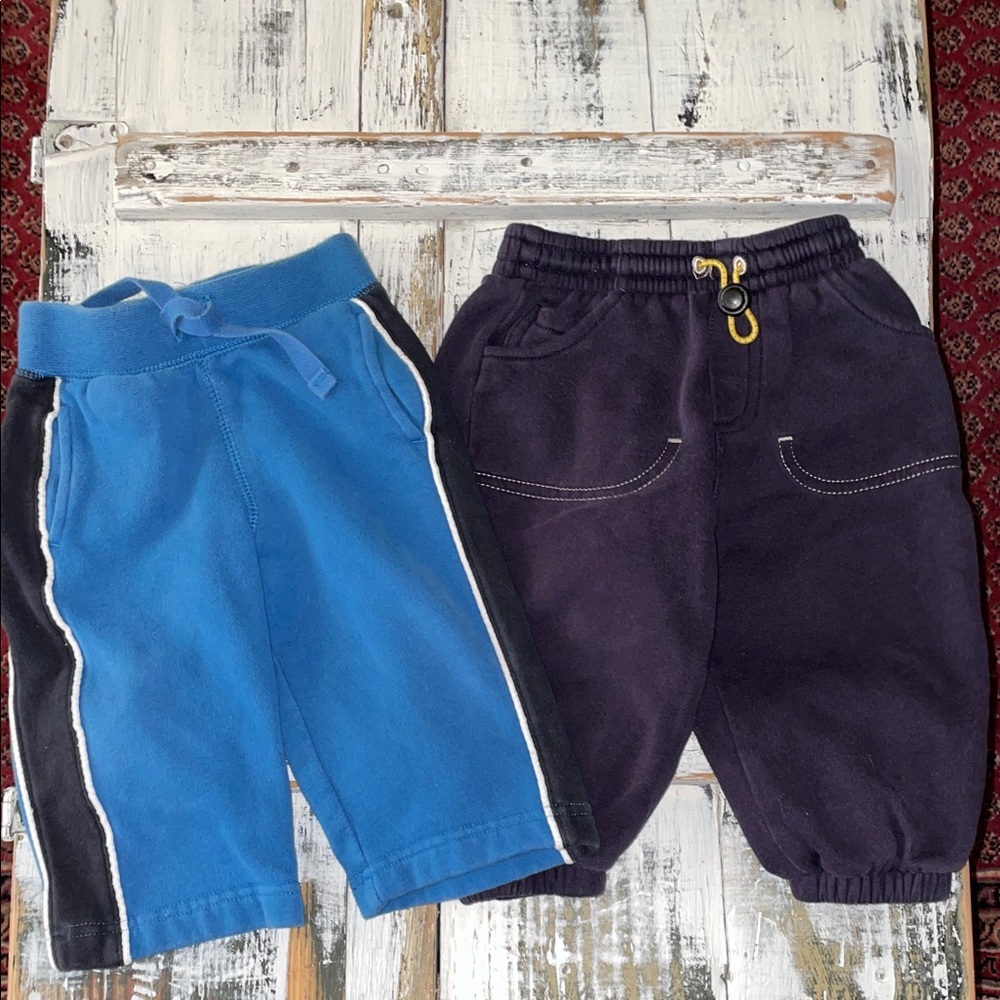 Two pairs of boys’ 12-18 mos sweatpants-Gymboree dark blue & Old Navy blue